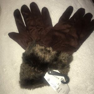 Faux fur women gloves